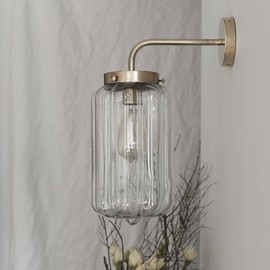 Embassy Interiors :: Szklana lampa ścienna / kinkiet Deco transparentny z puszką ścienną wys. 42 cm