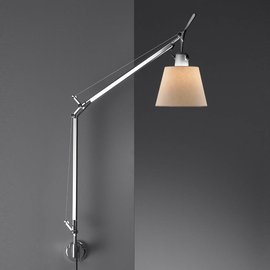 Artemide :: Lampa ścienna / kinkiet Tolomeo srebrno-beżowa klosz pergaminowy śr. 18 cm