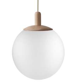 Kaspa :: Lampa wisząca Alur Wood biało-dębowa śr. 40 cm rozm. L