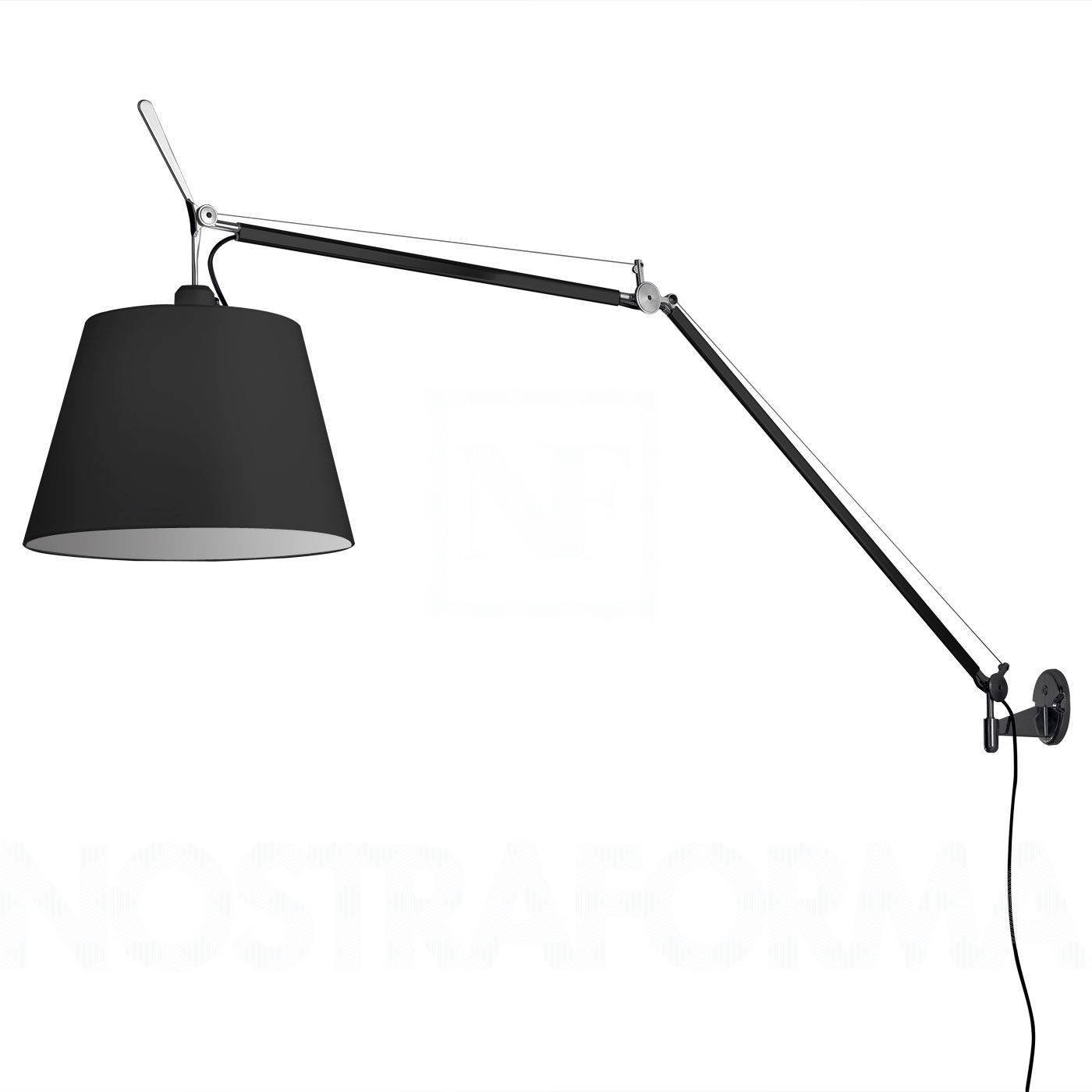 Artemide :: Lampa ścienna / kinkiet Tolomeo Mega z włącznikiem on-off czarna śr. 32 cm