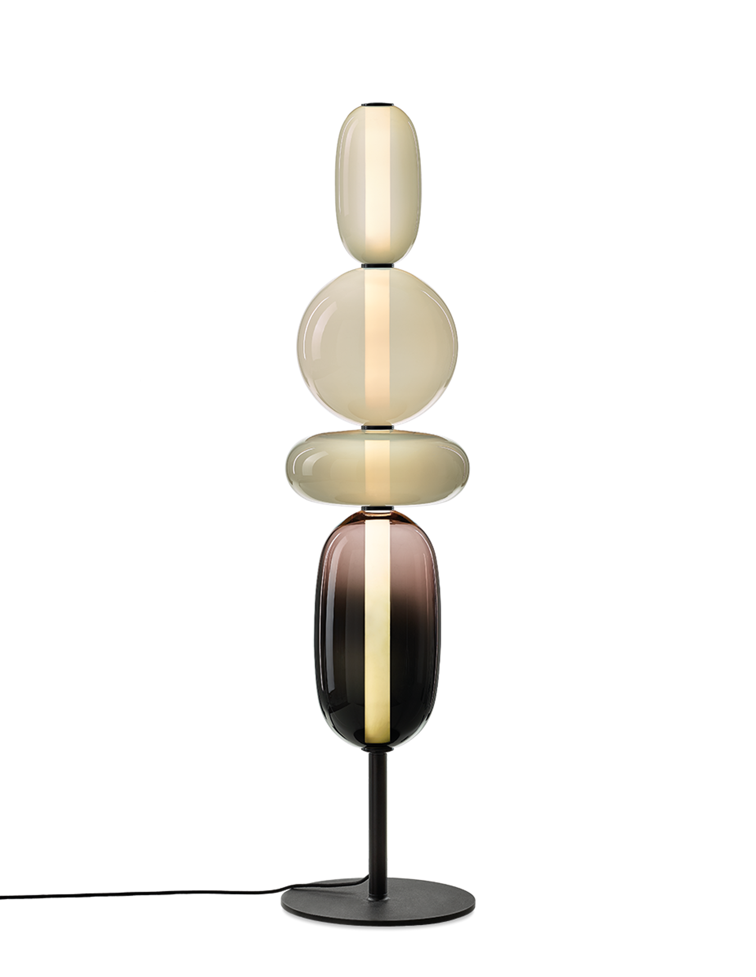 Bomma :: Lampa podłogowa Pebbles transparentno-czarna wys. 132,6 cm