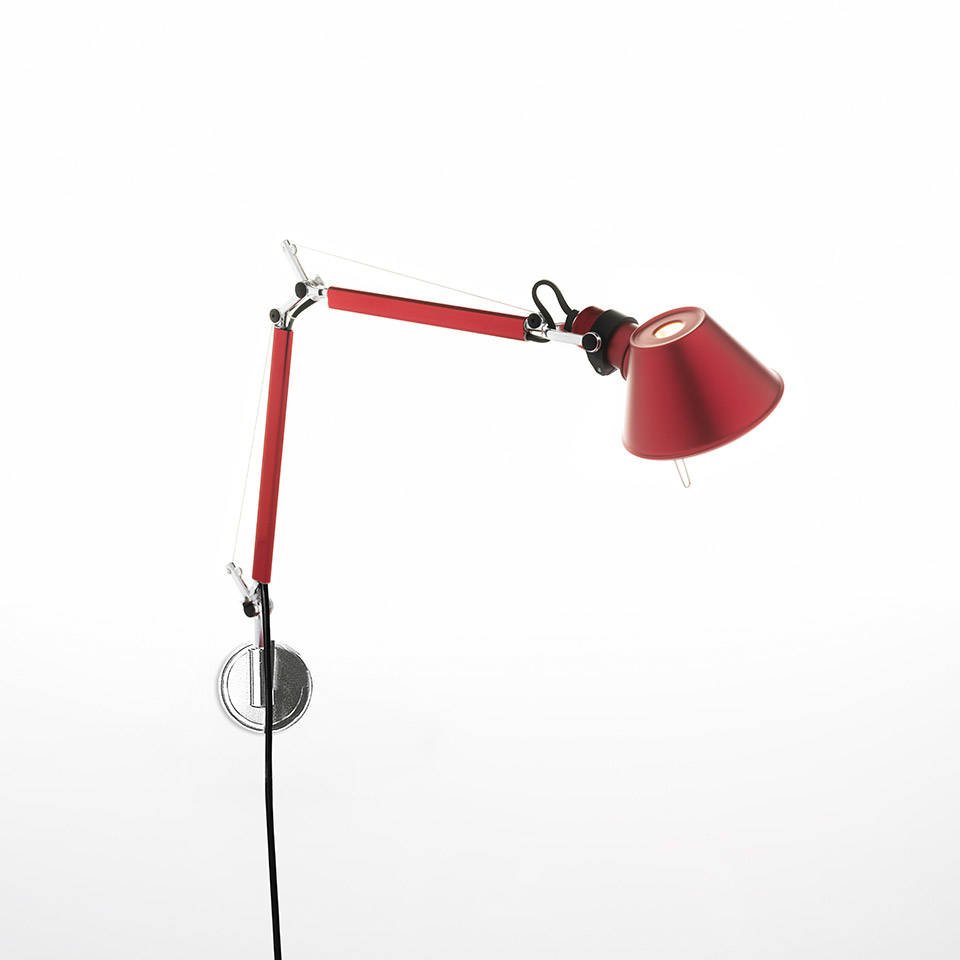 Artemide :: Lampa ścienna / kinkiet Tolomeo Micro czerwony szer. 49 cm