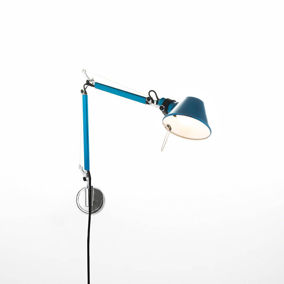 Artemide :: Lampa ścienna / kinkiet Tolomeo Micro niebieska szer. 49 cm