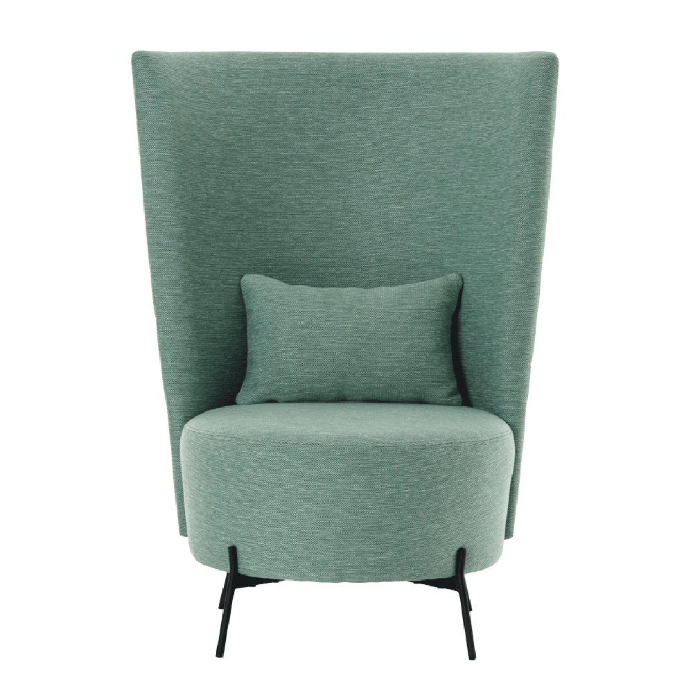 Mobitec :: Fotel tapicerowany Bolero zielony z wysokim oparciem nogi metalowe wys. 116 cm