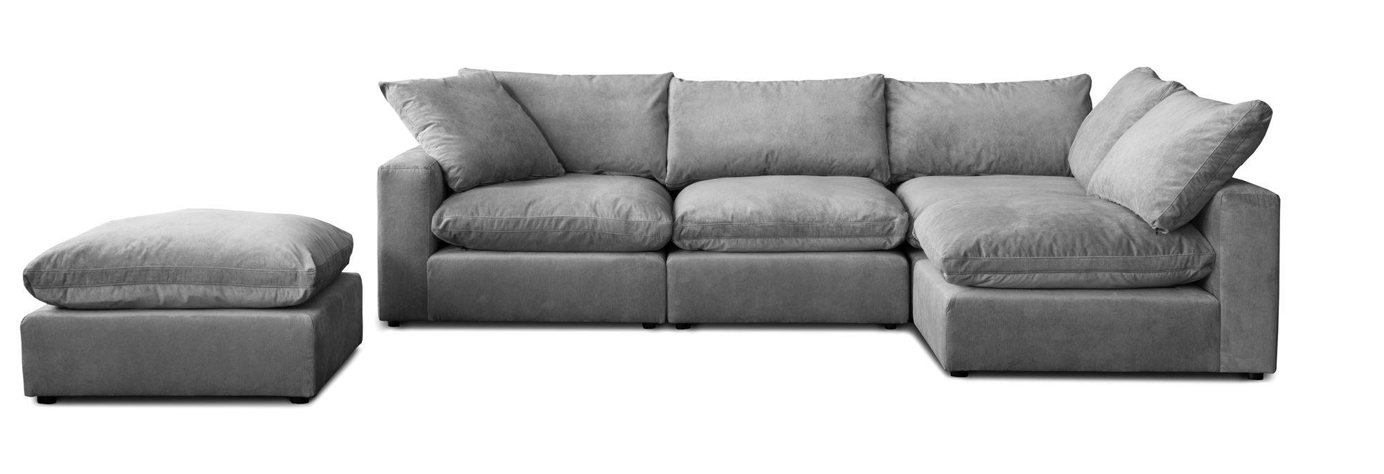 Nordic Line :: Sofa narożna / narożnik prawy tapicerowany Lazy szary 320x88x113 cm