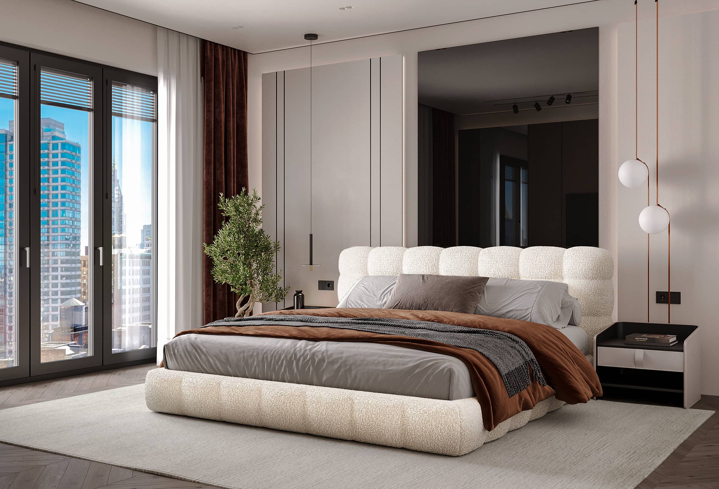 Nordic Line :: Tapicerowane łóżko Michelle białe boucle 160x200 cm