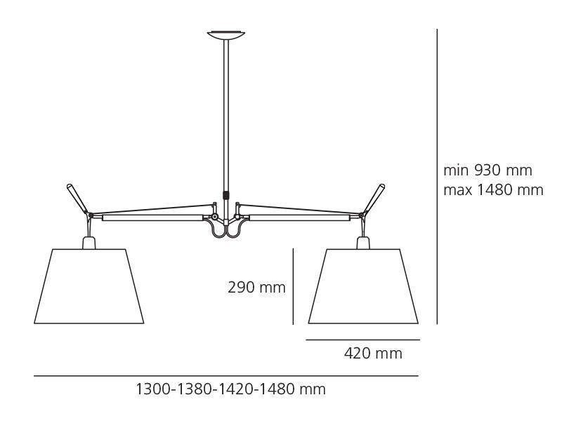 Artemide :: Hängelampe aus Aluminium Tolomeo Basculante Breite 148 cm weiß