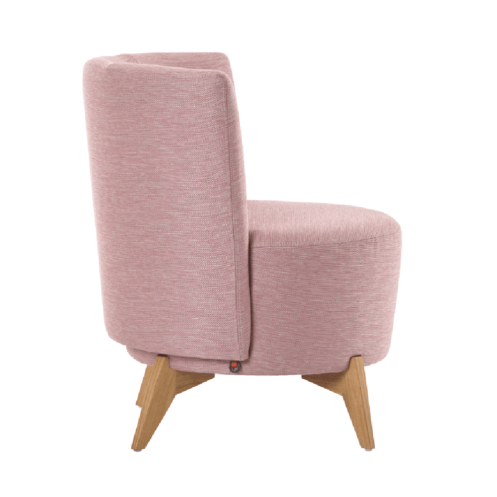 Mobitec :: Bolero pink upholstered armchair, width 70 cm, on wooden legs