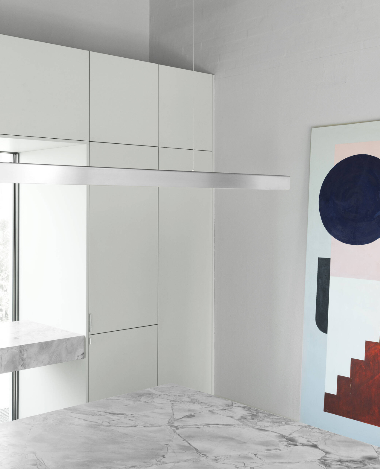 Anour :: I-Model Cordless hanging lamp, width 100 cm, brushed stainless steel