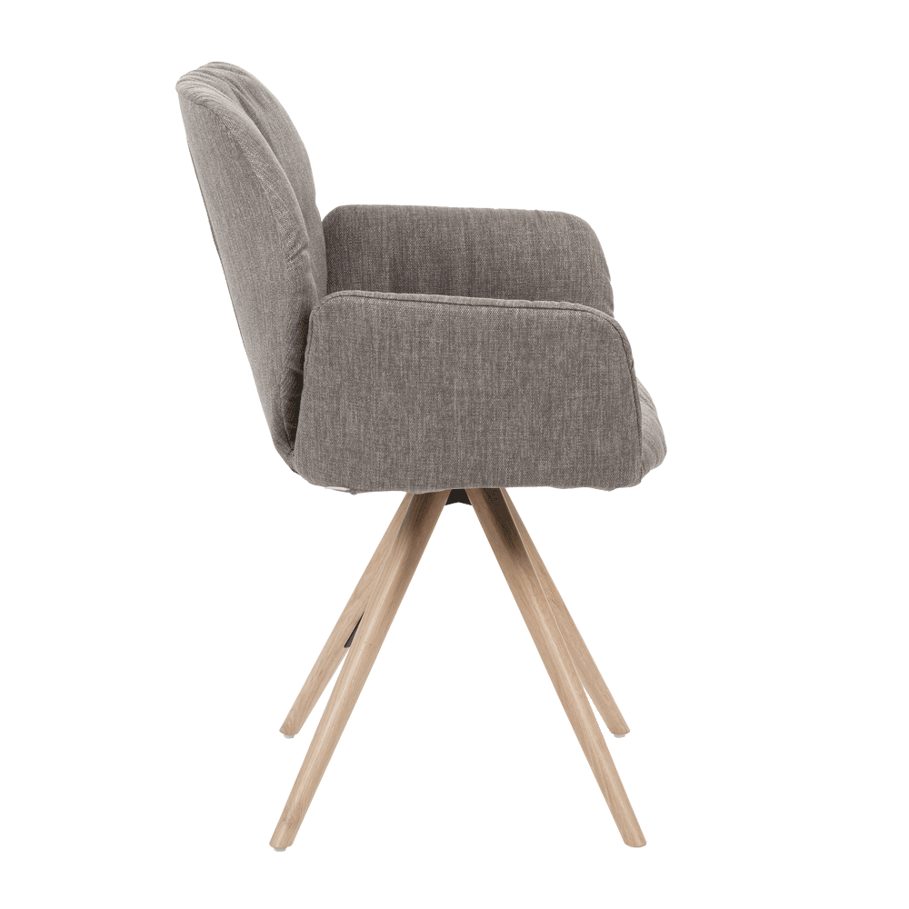 Mobitec :: Mood 99 gray upholstered chair with armrests, 60 cm wide, wooden base