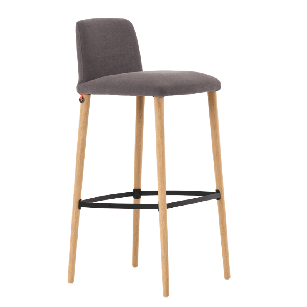Mobitec :: Rob C06 upholstered bar stool/stool, height 102 cm, gray, wooden legs