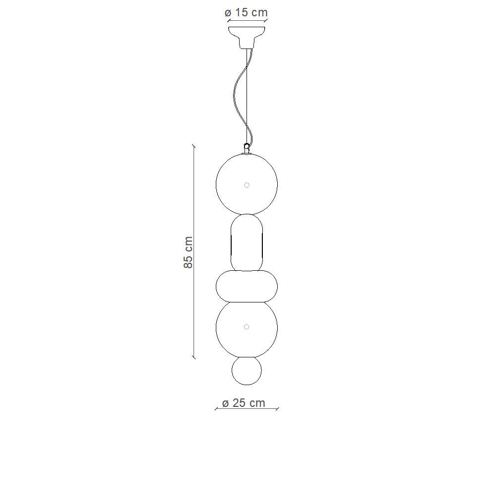 Ferroluce :: Bumbum 4 hanging lamp, height 85 cm, ceramic, multicolor