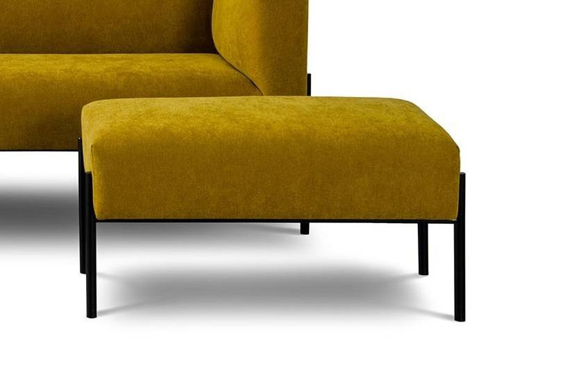 Nordic Line :: Block upholstered footstool, yellow, width 88 cm
