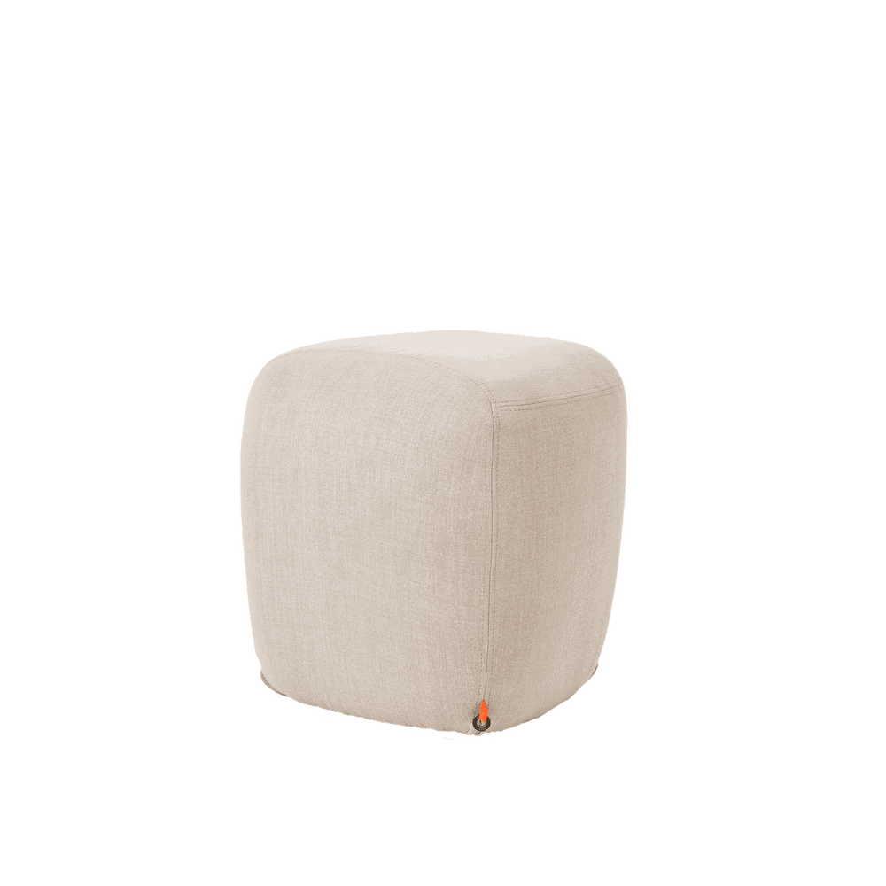 Mobitec :: Thalia upholstered pouf, gray, height 50 cm, with wooden handle