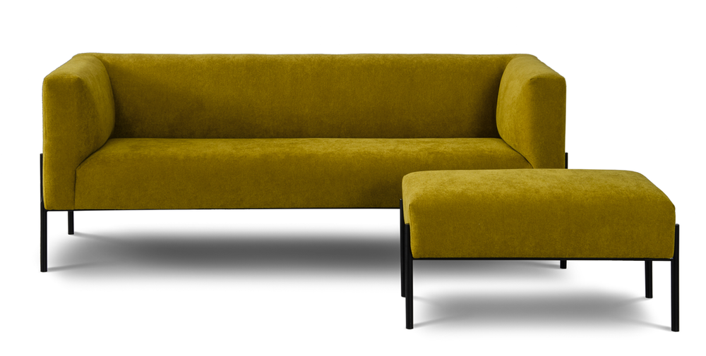 Nordic Line :: Upholstered sofa Block yellow 195x76x79 cm
