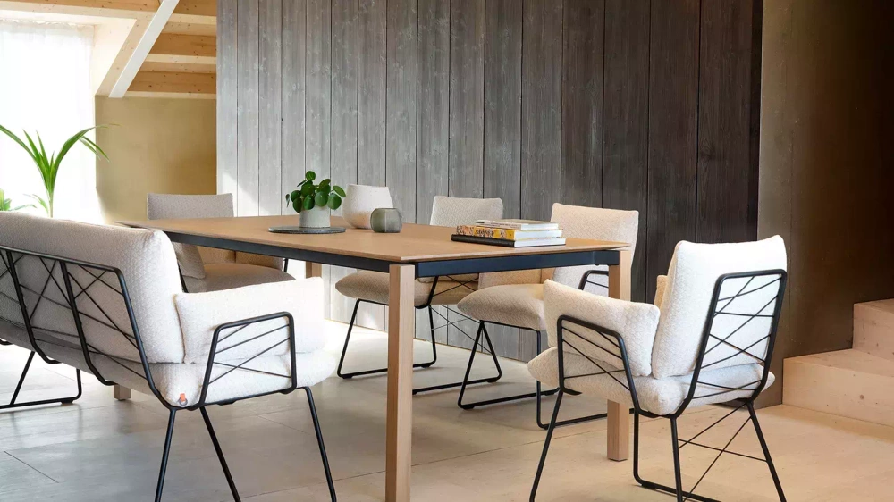 Mobitec :: Cosy upholstered chair, gray, with armrests, 63 cm wide, metal legs