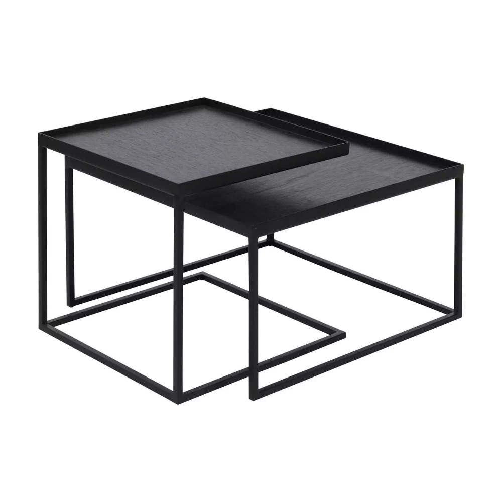 Ethnicraft :: Ein Satz von zwei Couchtischen aus Metall Square tray schwarz