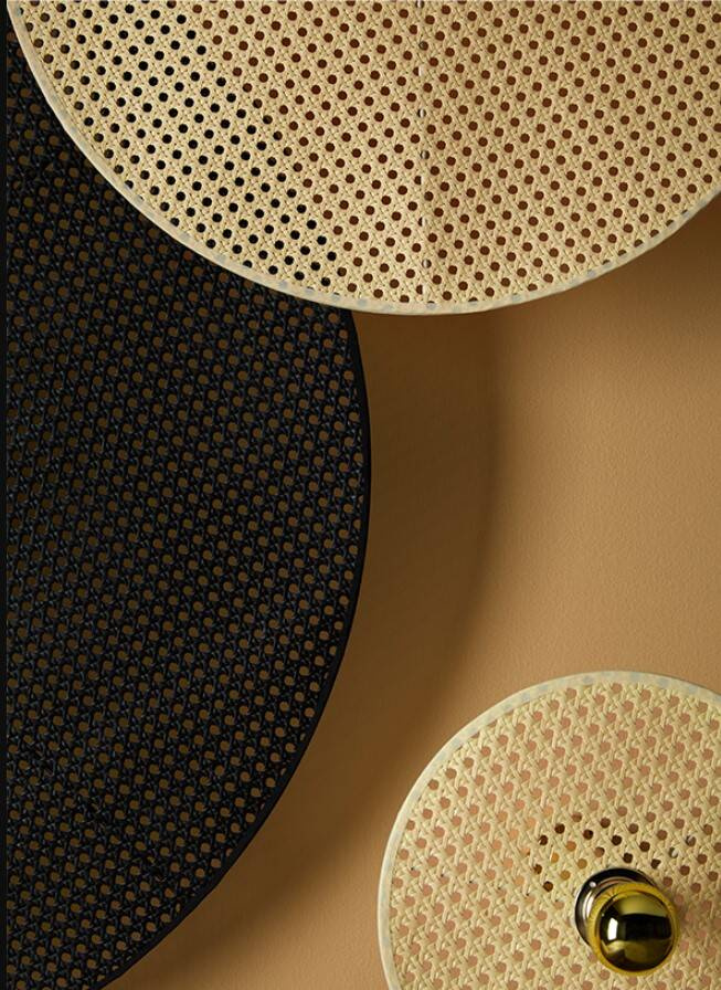 Aromas :: Tan Tan Wandleuchte / Wandleuchte, Durchmesser 30 cm, Rattan, schwarz