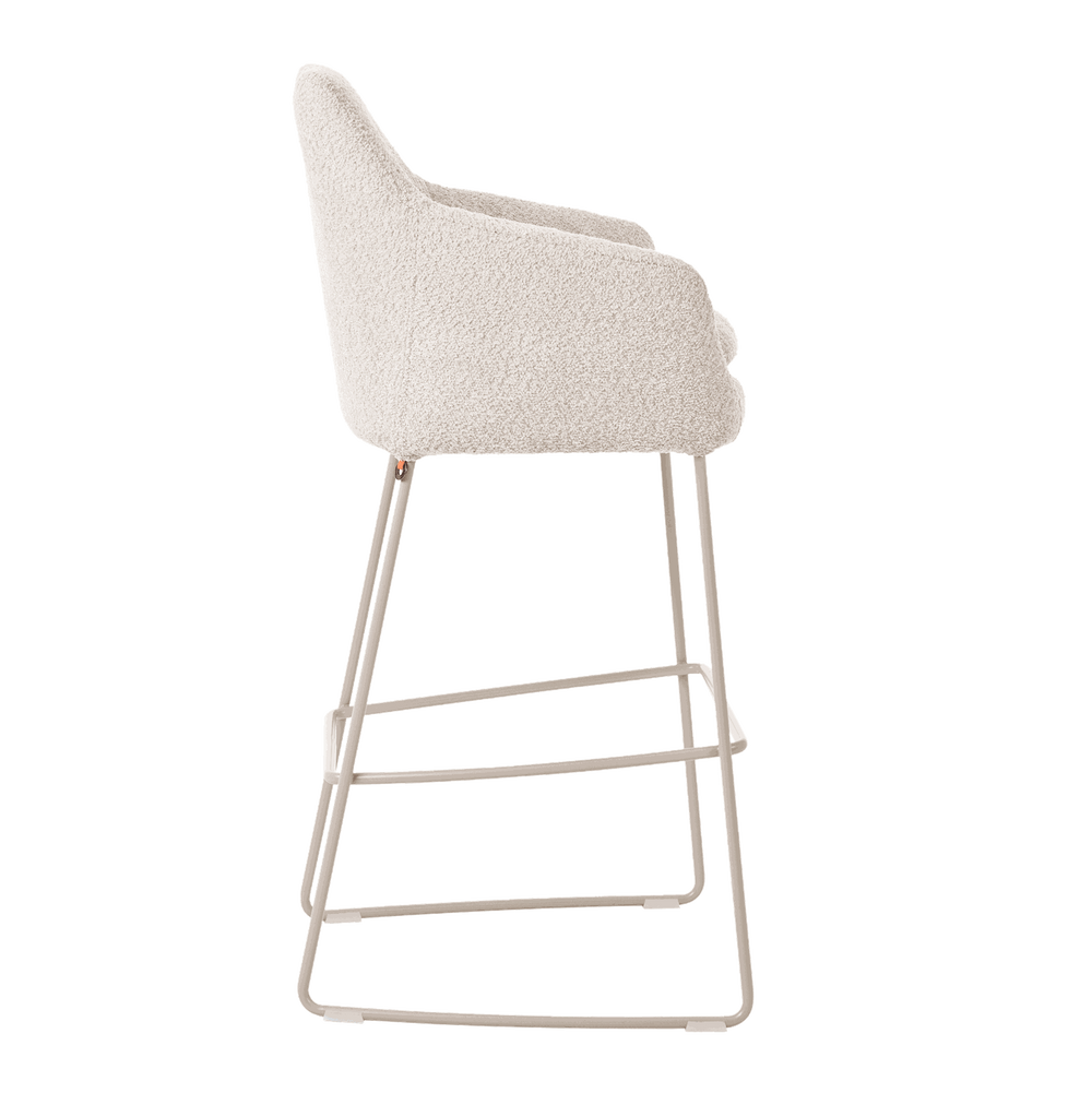 Mobitec :: Saga C14 upholstered bar stool / stool, height 114 cm, gray, with armrests, metal legs