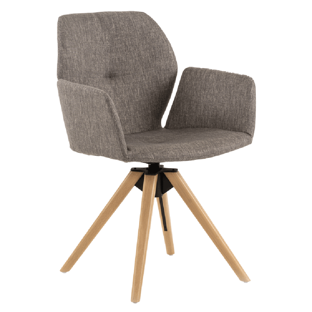 Mobitec :: Mood 95 gray swivel chair with armrests, 60 cm wide, wooden base