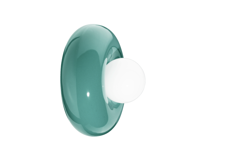 Ferroluce :: Bumbum wall lamp/sconce, diameter 25 cm, ceramic, turquoise