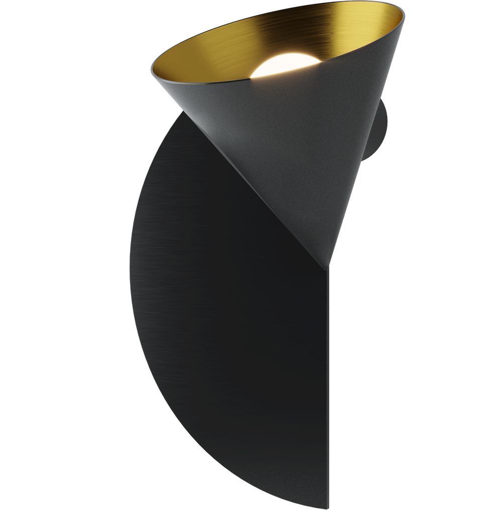 Robin :: Rubi Duo black and gold wall lamp, width 25.5 cm
