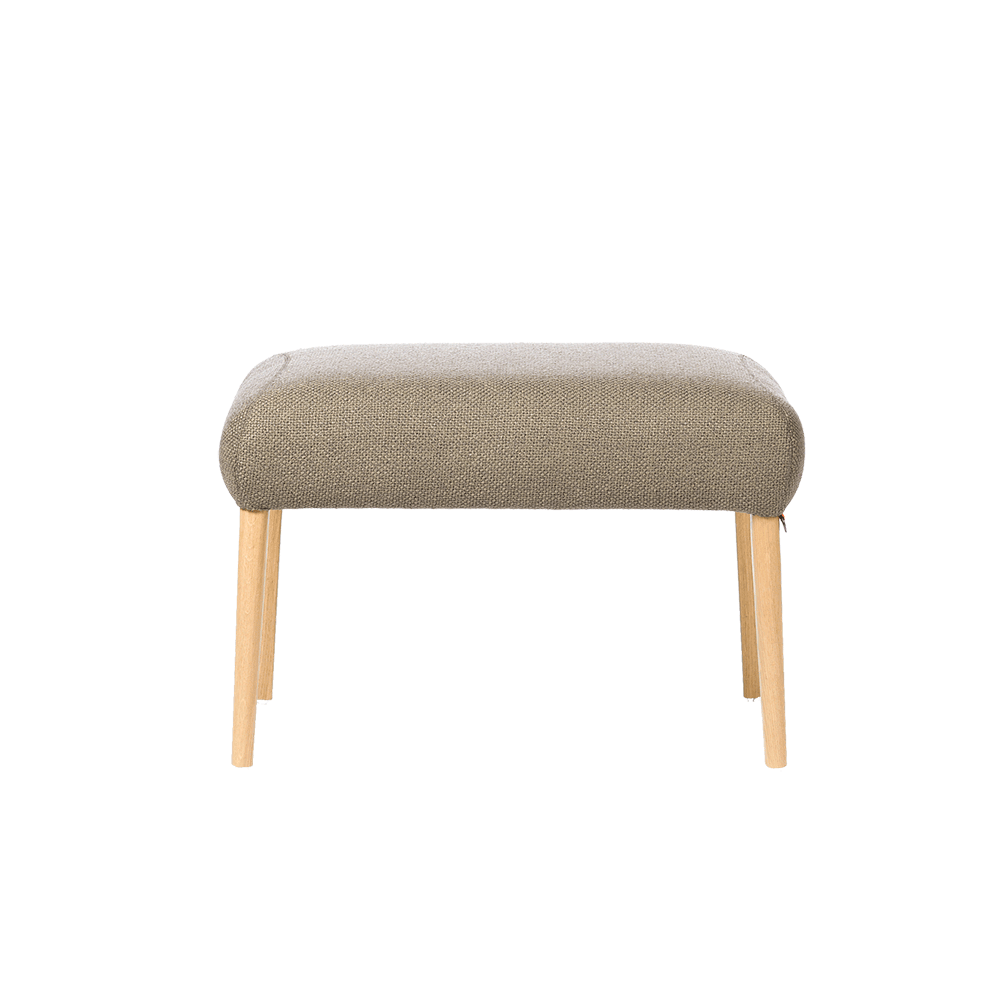 Mobitec :: Enora brown upholstered footstool/stool on wooden legs, height 45 cm
