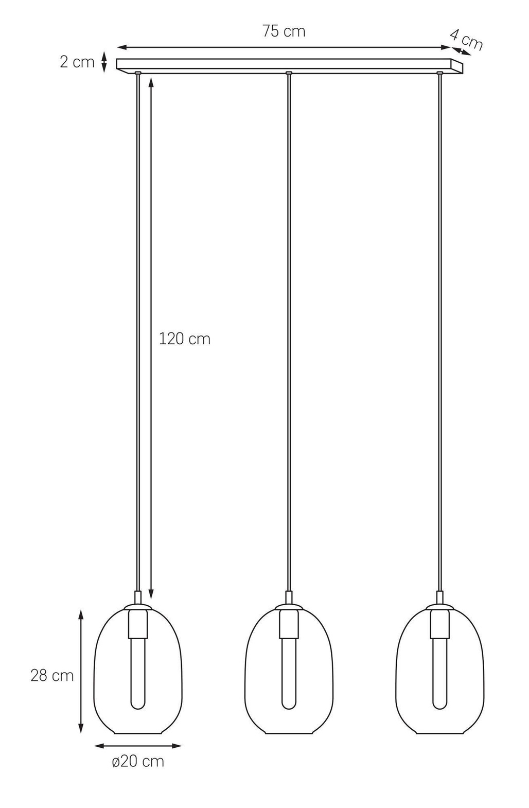 Kaspa :: Hanging lamp Onyx 3 shades black