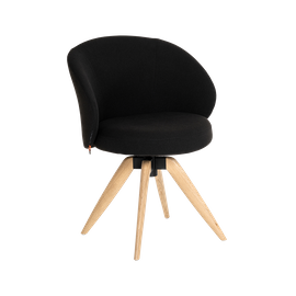 Mobitec :: Neo C06 black swivel chair with armrests on wooden legs, width 59 cm