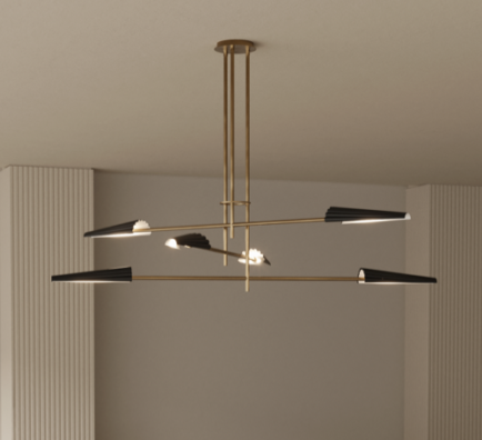 Aromas :: Bion Hängeleuchte 6, Breite 89 cm, Gold und Schwarz