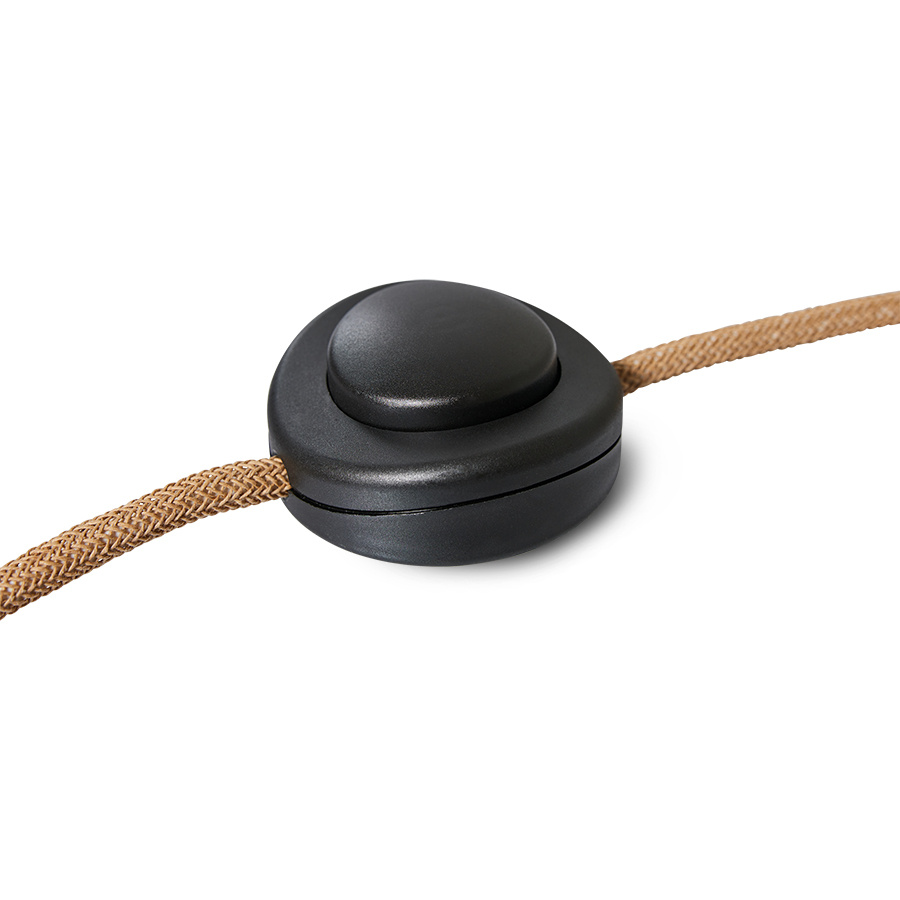 HKLiving: Lampa podłogowa z kloszem boucle wys. 150 cm kamionkowa brązowa z lnianym kloszem