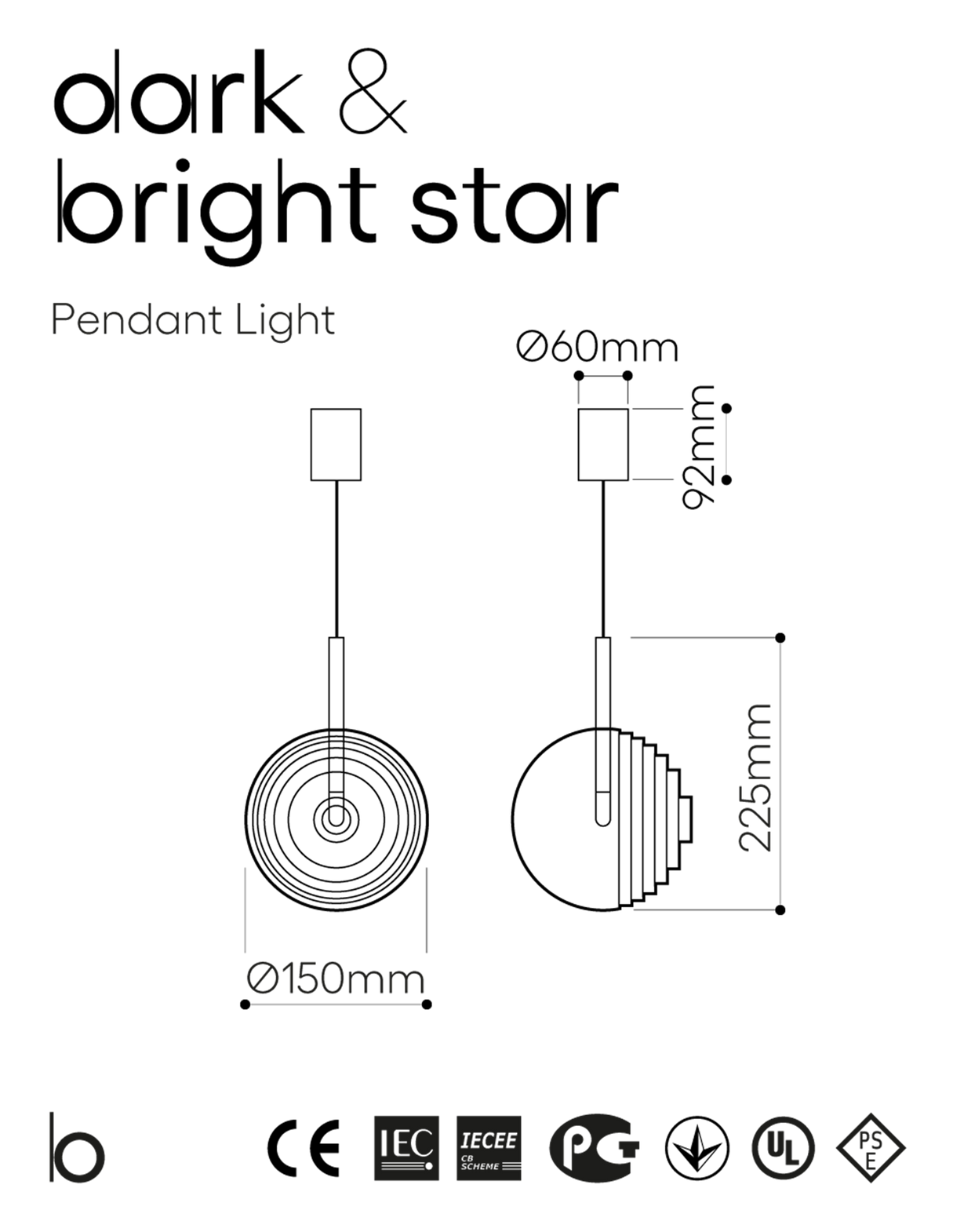 Bomma :: Hanging lamp Dark & Bright Star transparent dia. 15 cm