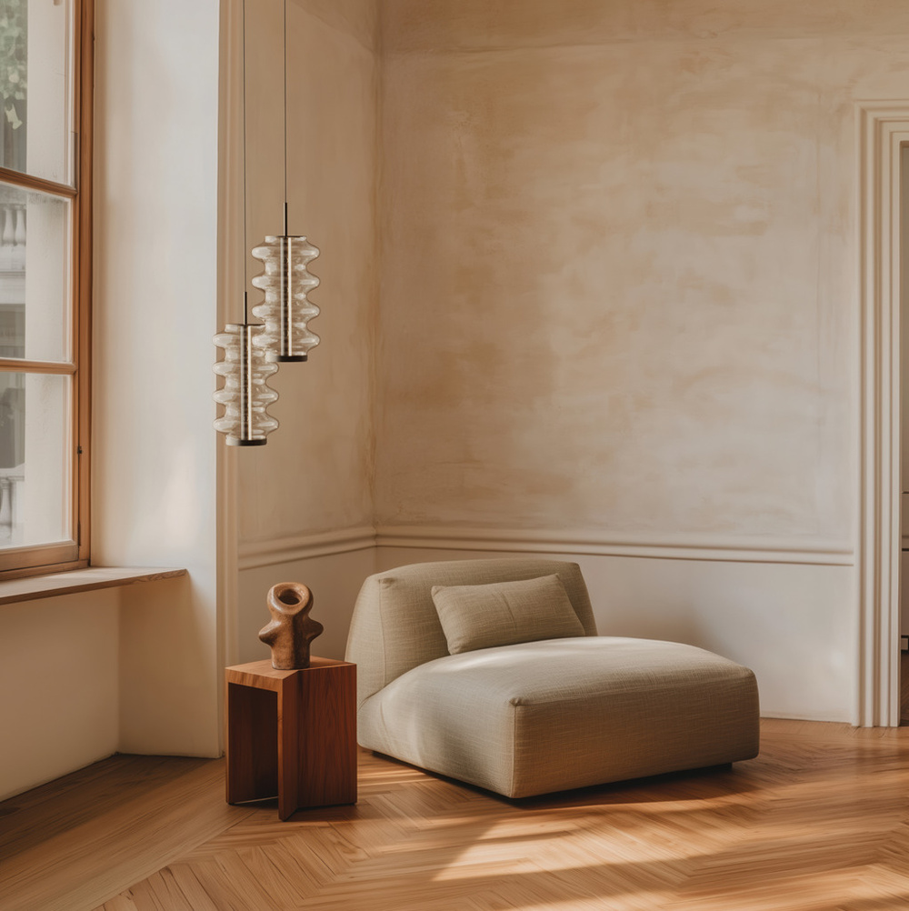 Aromas :: Lampa wisząca Vitree wys. 35,5 cm transparentne szkło / złoty metal