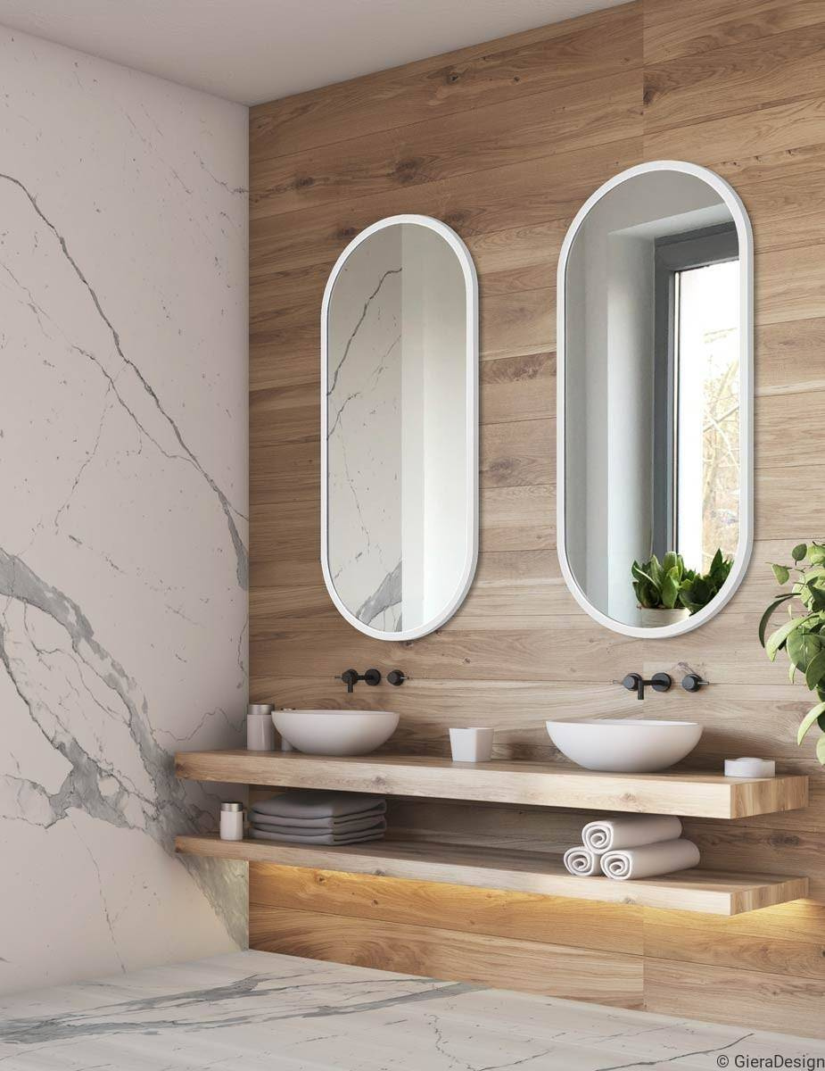 GieraDesign :: Wall mirror Ambient in a white oval frame 40x105 cm