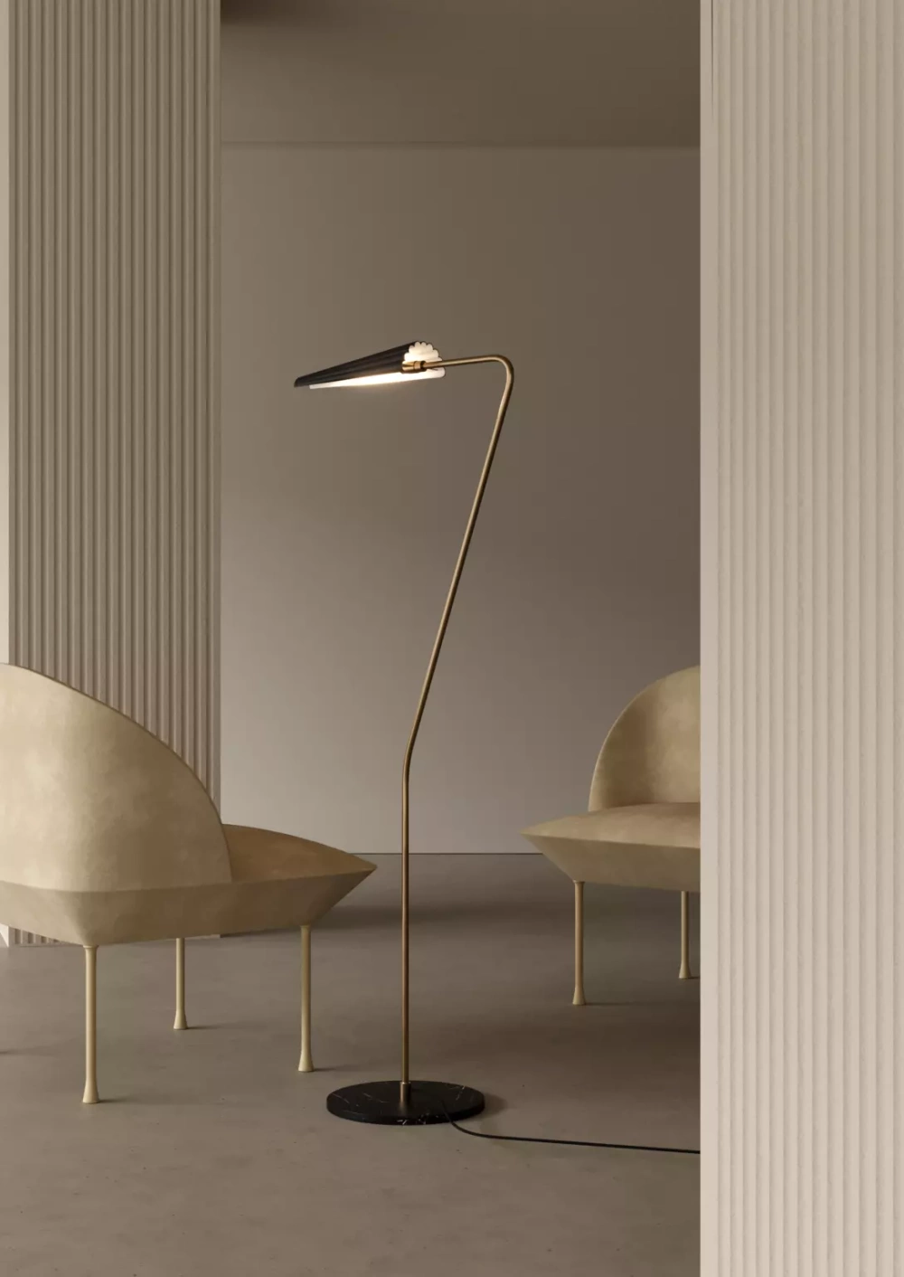 Aromas :: Lampa podłogowa Bion czarno-złota wys. 135 cm marmurowa podstawa