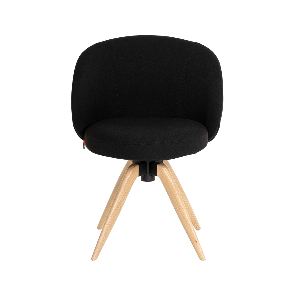 Mobitec :: Krzesło obrotowe Neo C06 czarne z podłokietnikami na drewnianych nogach szer. 59 cm