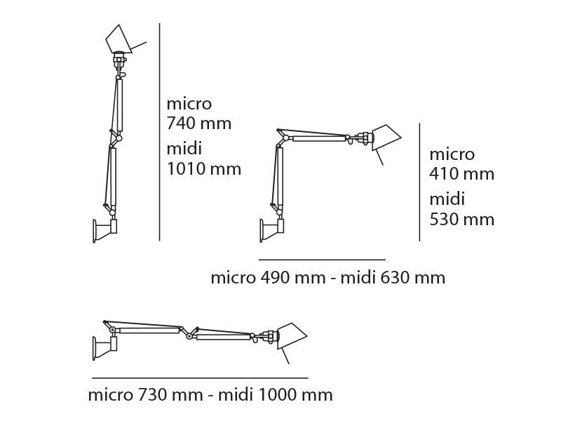 Artemide :: Wandlampe aus Aluminium Tolomeo Micro Breite 49 cm blau