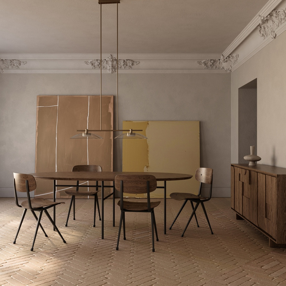 Aromas :: Betty 2 Hängeleuchte, Breite 80 cm, transparentes Glas / schwarzes Metall