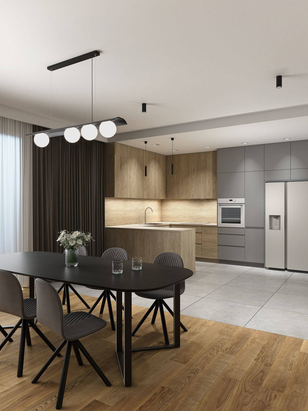 Aqform :: Hängelampe aus Metall Modern Ball WP x4 LED Struktur schwarz