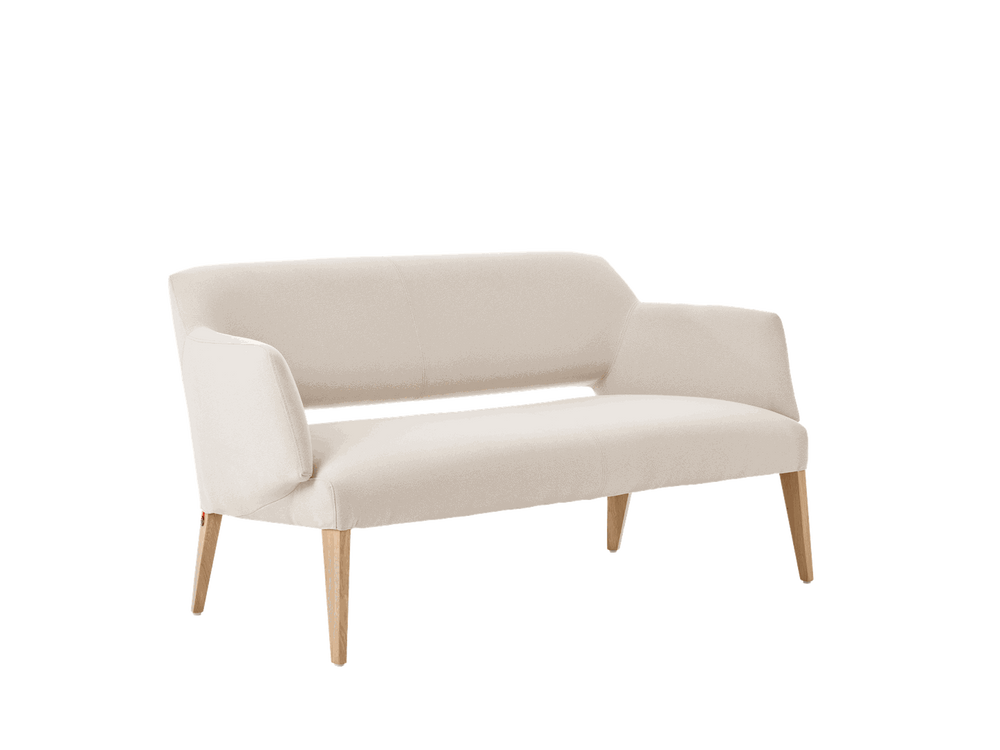 Mobitec :: Lena upholstered sofa, width 152 cm, beige, wooden legs