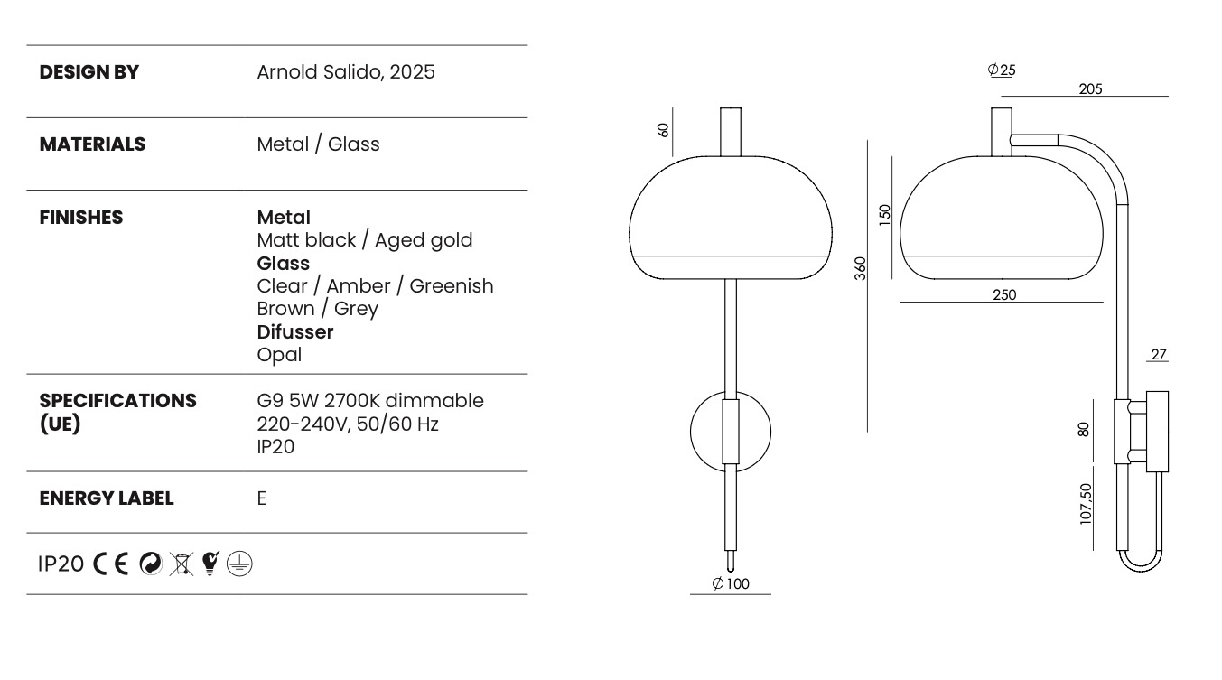 Aromas :: Lampa ścienna / kinkiet Cloud czarny metal
