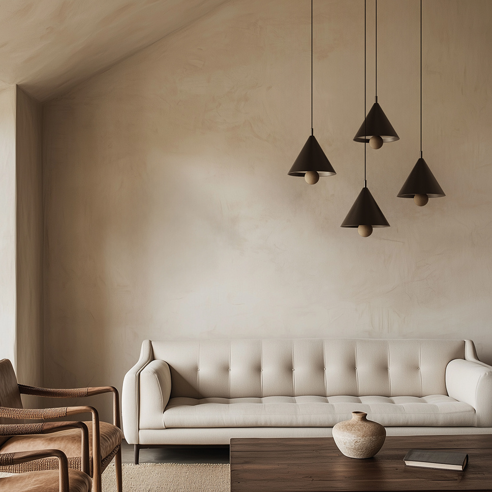 Aromas :: Marg hanging lamp, diameter 40 cm, black metal / white marble