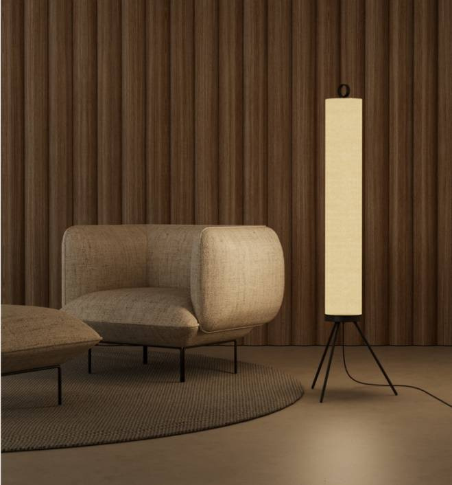 Aromas :: Lampa podłogowa Nooi z lnianym kloszem wys. 137 cm beżowa