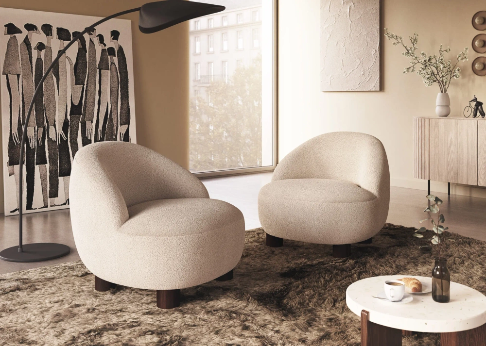 Claudie :: Rachel upholstered armchair, width 81 cm, color to choose from