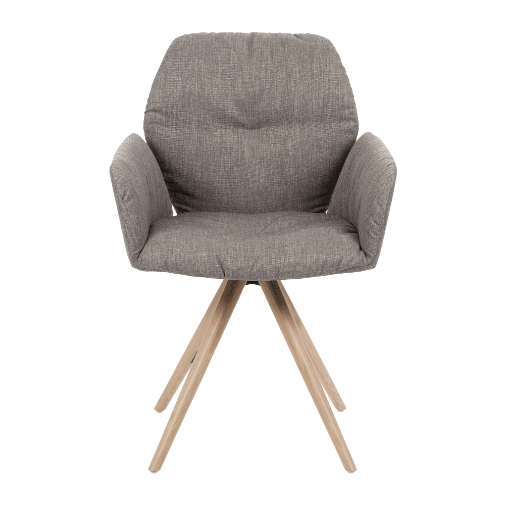 Mobitec :: Mood 99 gray upholstered chair with armrests, 60 cm wide, wooden base