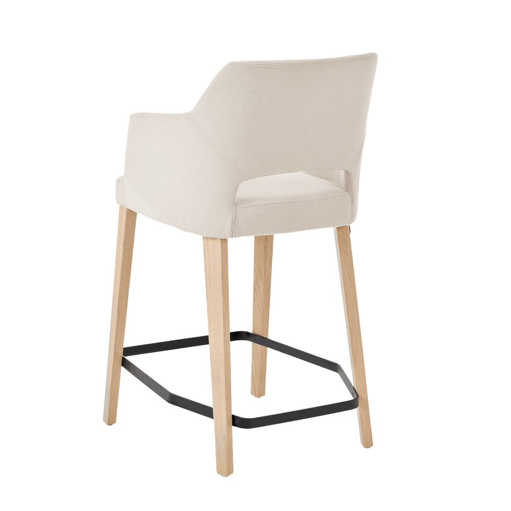 Mobitec :: Lena C07 upholstered bar stool / stool, height 96 cm, beige, with armrests, wooden legs