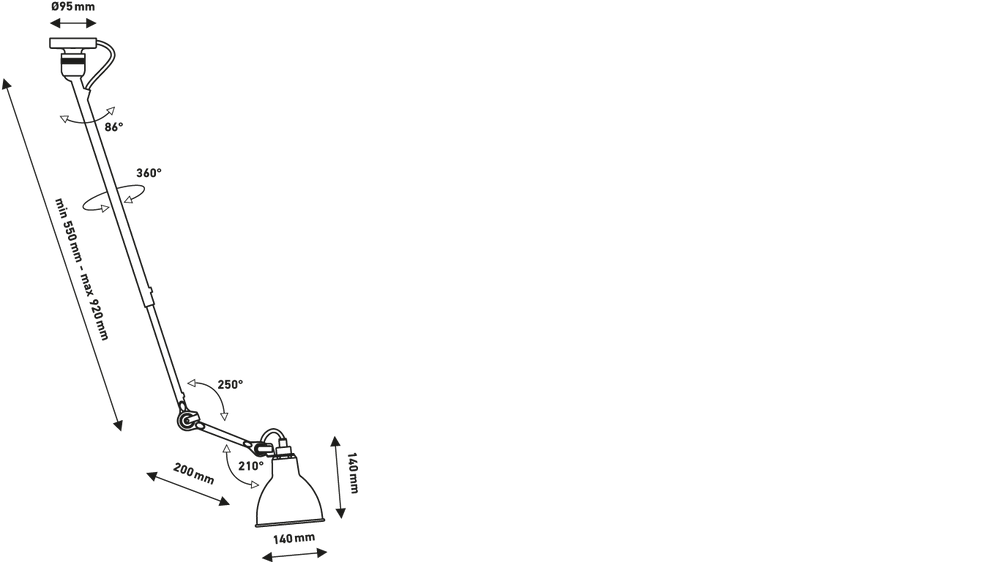 DCW:: Lampe Gras N° 302 Deckenleuchte schwarz Durchmesser 14 cm