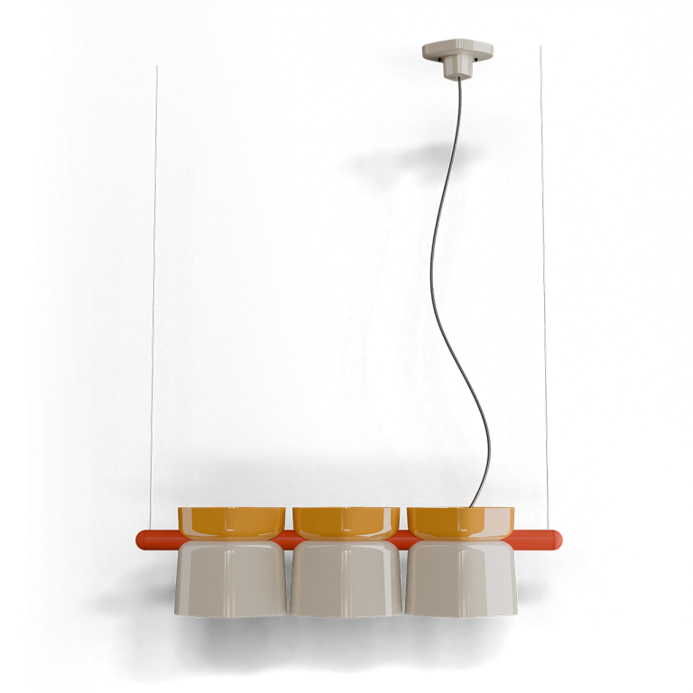 Ferroluce :: Yakitori Hängelampe, Breite 130 cm, beige und gelb