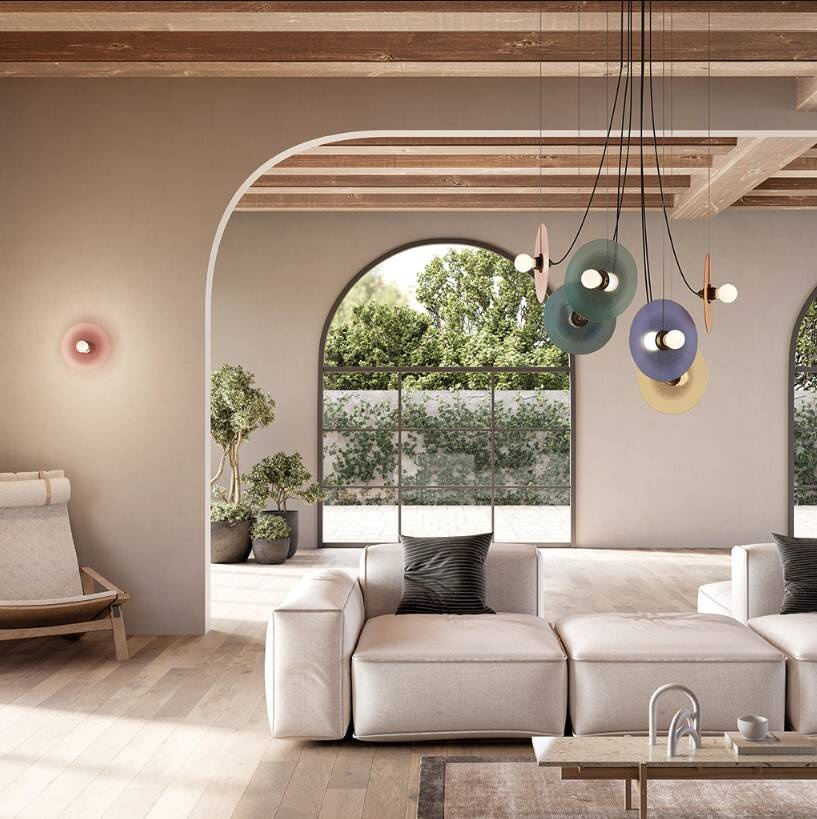 Aromas :: Fest 6 mehrfarbige Hängeleuchte, Höhe 150 cm