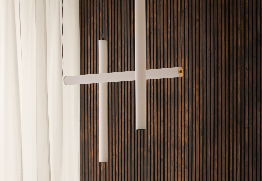 Aromas :: Tube Horizontal gold hanging lamp, width 86 cm